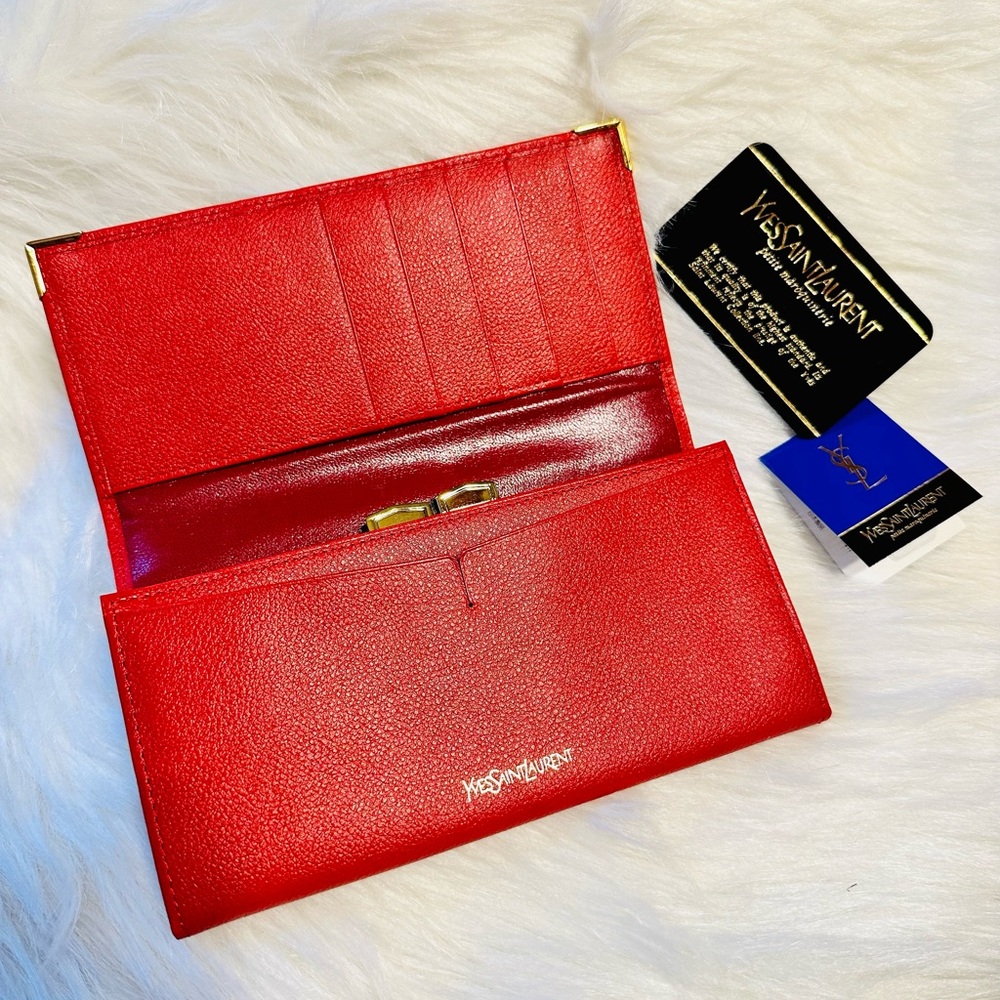 Yves Saint Laurent Red Leather Clutch